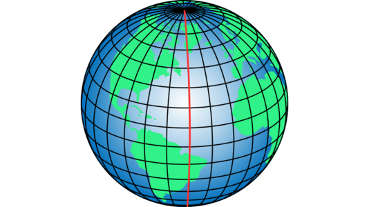 Meridians on earth globe.