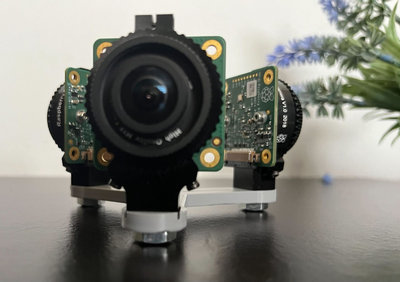 Front view of triple camera setup