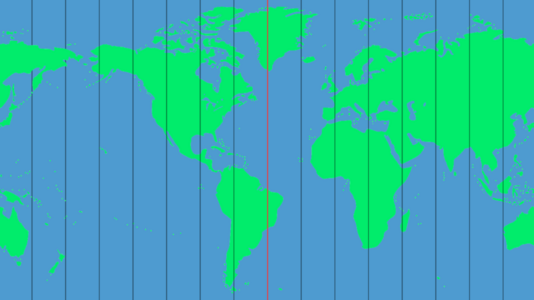 Meridians on earth map.